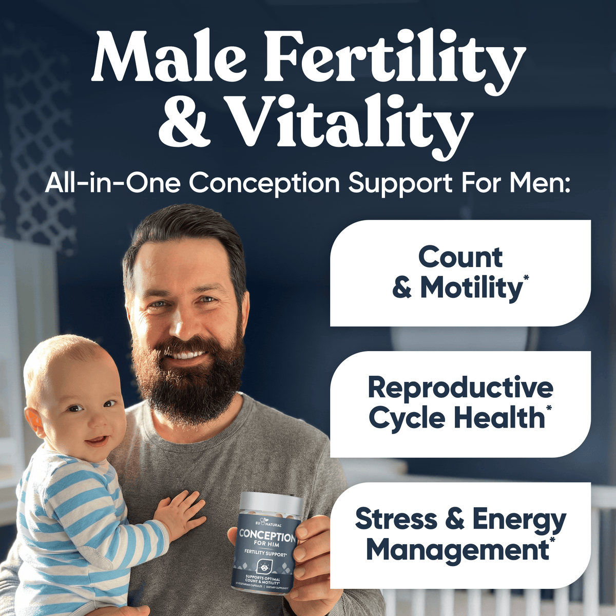 CONCEPTION FOR HIM  Fertility Aid & Multi w/ CoQ10 Eu Natural