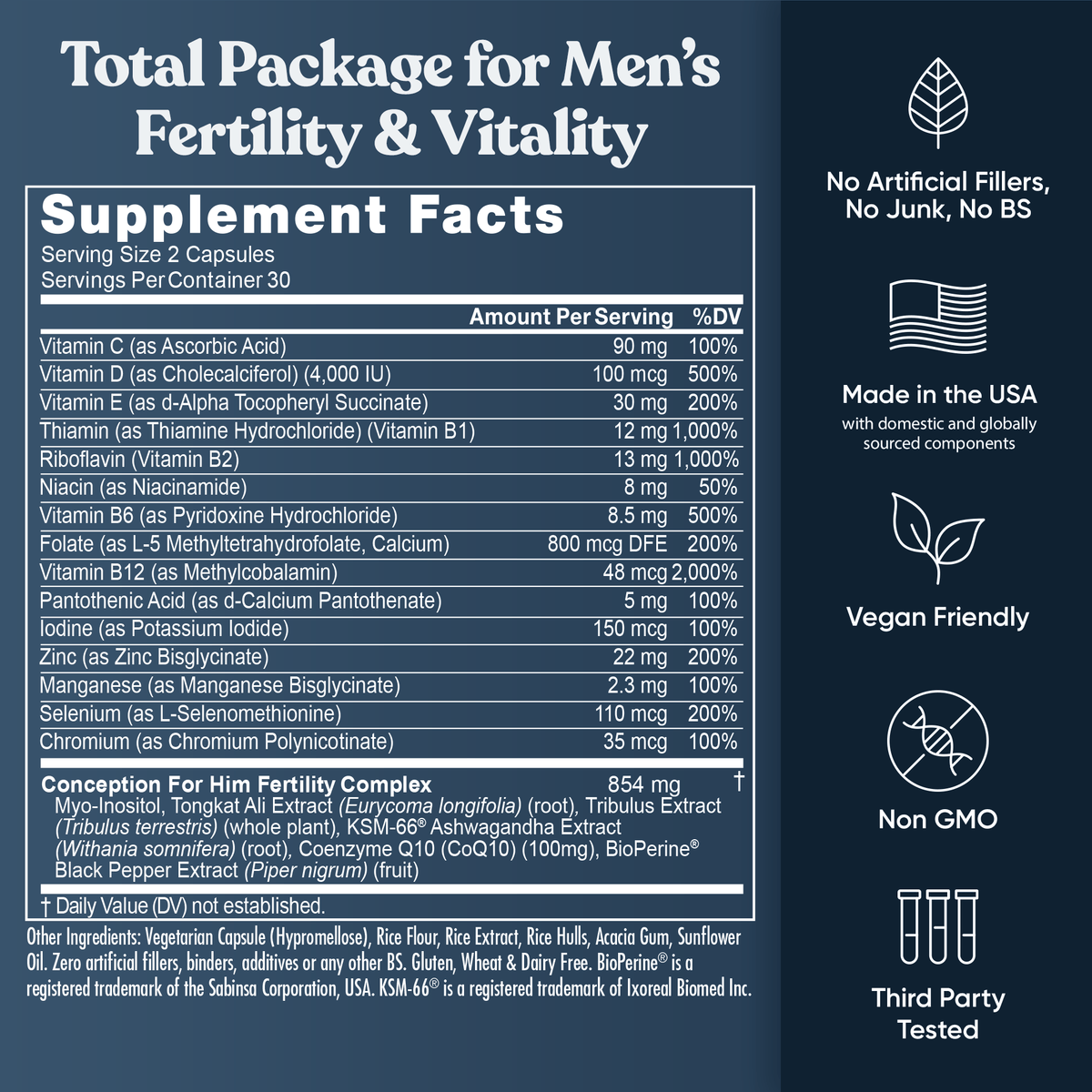 CONCEPTION FOR HIM  Fertility Aid & Multi w/ CoQ10 Eu Natural